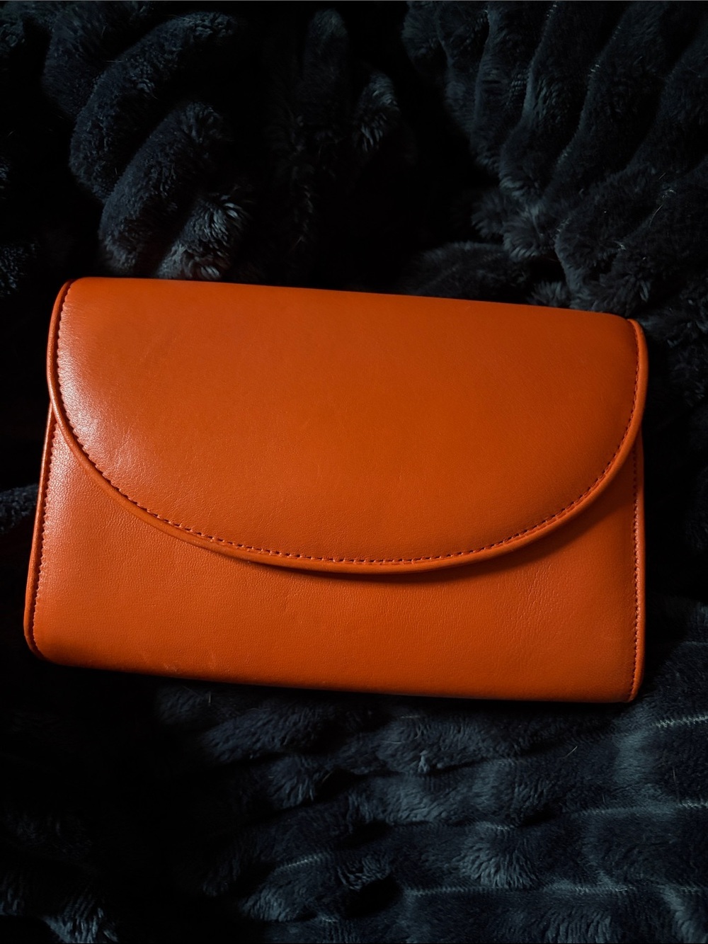 Orange Women's Leather Crossbody Clutch